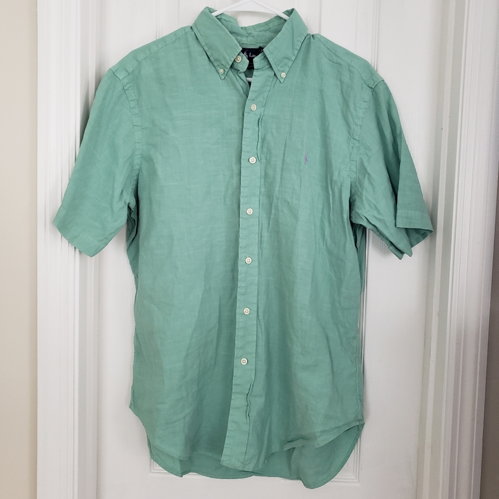 Ralph Lauren Green short sleeve button down size M
